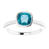 14K White Natural London Blue Topaz Ring