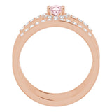 14K Rose Natural Pink Morganite & 1/3 CTW Natural Diamond Ring