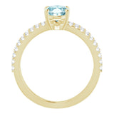 14K Yellow Natural Sky Blue Topaz & 1/3 CTW Natural Diamond Ring