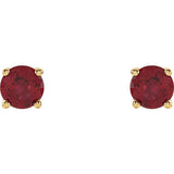 14K Yellow Gold 4 mm Lab-Grown Ruby Earrings