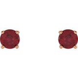 14K Rose Gold 4 mm Lab-Grown Ruby Earrings