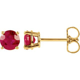 14K Yellow Gold 5 mm Lab-Grown Ruby Earrings
