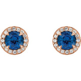 14K Rose 5 mm Lab-Grown Blue Sapphire & 1/8 CTW Natural Diamond Earrings