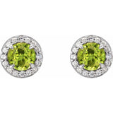 14K White 5 mm Natural Peridot & 1/8 CTW Natural Diamond Earrings