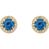 14K Yellow 5 mm Natural Blue Sapphire & 1/8 CTW Natural Diamond Earrings