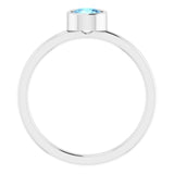 Rhodium-Plated Sterling Silver 5 mm Natural Aquamarine Ring