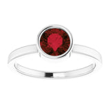 14K White 6 mm Natural Mozambique Garnet Ring