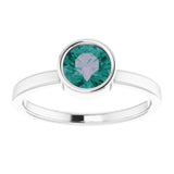 14K White 6 mm Lab-Grown Alexandrite Ring