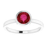 14K White 6 mm Lab-Grown Ruby Ring