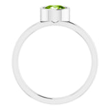 14K White 6 mm Natural Peridot Ring