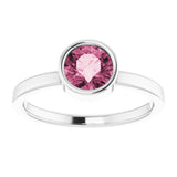 14K White 6 mm Natural Pink Tourmaline Ring