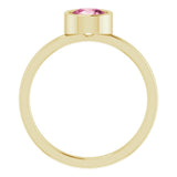 14K Yellow 6 mm Natural Pink Tourmaline Ring