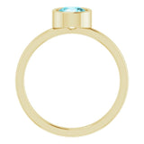 14K Yellow 6 mm Natural Blue Zircon Ring
