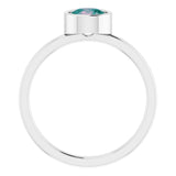 Rhodium-Plated Sterling Silver 6 mm Imitation Alexandrite Ring