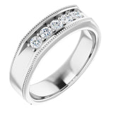 14K White 1/3 CTW Natural Diamond Milgrain Band