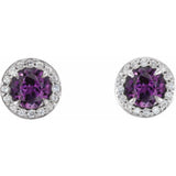14K White 4.5 mm Lab-Grown Alexandrite & 1/6 CTW Natural Diamond Earrings