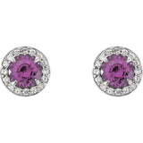 14K White 4.5 mm Natural Amethyst & 1/6 CTW Natural Diamond Earrings