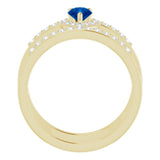 14K Yellow Lab-Grown Blue Sapphire & 1/3 CTW Natural Diamond Ring