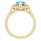 14K Yellow Natural Aquamarine & 1/5 CTW Natural Diamond Ring