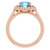 14K Rose Natural Aquamarine & 1/5 CTW Natural Diamond Ring