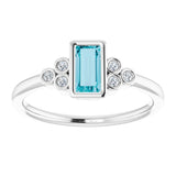 Platinum Natural London Blue Topaz & .06 CTW Natural Diamond Ring