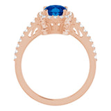 14K Rose Lab-Grown Blue Sapphire & 1/3 CTW Natural Diamond Ring