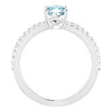 14K White Natural Sky Blue Topaz & 1/3 CTW Natural Diamond Ring