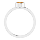 Platinum 5 mm Natural Citrine Ring