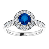 Platinum Lab-Grown Blue Sapphire & 1/3 CTW Natural Diamond Ring