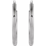 14K White Endless Tube 10 mm Hoop Earring