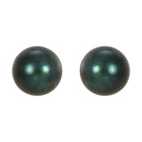 14K White  5 mm Cultured Black Akoya Pearl Earrings