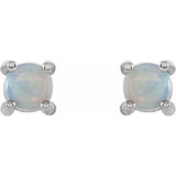 14K White 4 mm Natural White Opal Earrings
