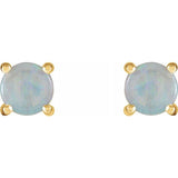 14K Yellow 6 mm Natural White Opal Earrings