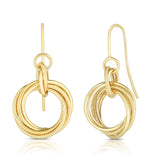 14K Yellow Gold Diamond Cut/ Textured Earring with Euro Wire Clasp