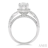 5/8 ctw Marquise Shape Criss-Cross Shank Round Cut Diamond Semi-Mount Engagement Ring in 14K White Gold