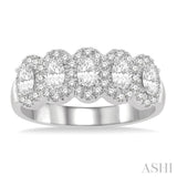 Oval Shape 5 Stone Diamond Wedding Band