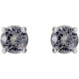 14K White Gold 3 mm Natural Gray Spinel Earrings
