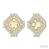 1 5/8 Ctw Cushion Shape Round Cut Diamond Earrings Jacket in 14K Yellow Gold