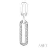 Silver Paper Clip Diamond Fashion Long Earrings