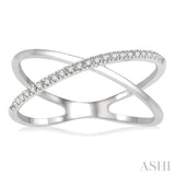 1/10 Ctw Wide Split Round Cut Diamond Twist Ring in 10K White Gold