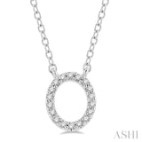 1/20 Ctw Initial 'O' Round Cut Diamond Pendant With Chain in 10K White Gold