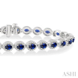 Oval Shape Gemstone & Diamond Bracelet