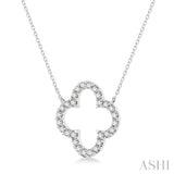 1/2 Ctw Clover Round Cut Diamond Pendant With Chain in 14K White Gold