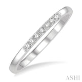 1/10 Ctw Straight Row Center Single Cut Diamond Stackable Fashion Petite Band in 10K White Gold