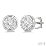 1/3 Ctw Lovebright Round Cut Diamond Bezel Stud Earring in 14K White Gold