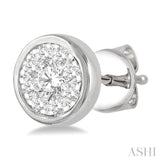 1/3 Ctw Lovebright Round Cut Diamond Bezel Stud Earrings in 14K White Gold