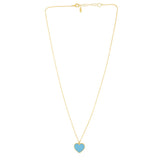 14K Gold Turquoise Paste Heart Necklace