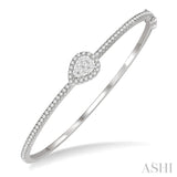 1 ctw Pear Shape Lovebright Round Cut Diamond Stackable Bangle in 14K White Gold