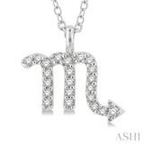 1/10 ctw Scorpio Round Cut Diamond Zodiac Pendant With Chain in 10K White Gold