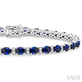 Oval Shape Gemstone & Diamond Bracelet